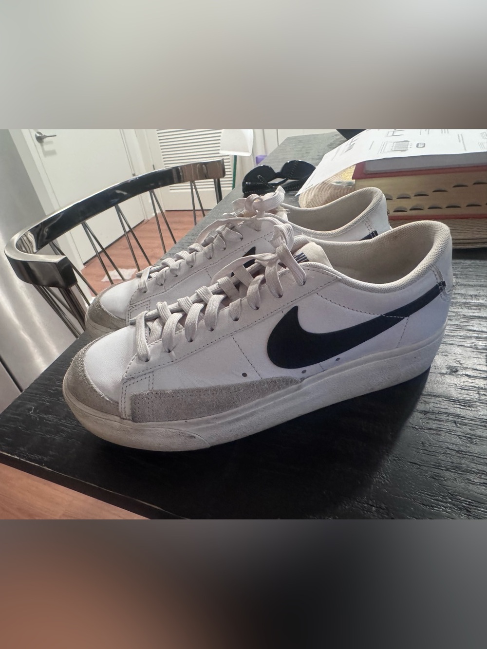 Nike White Sneakers with Black Swoosh